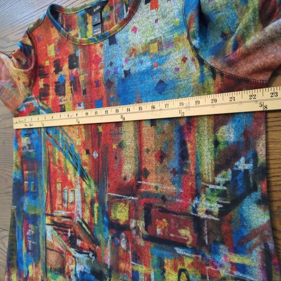 Ali Miles Multicolor Tunic Women’s size L Brushed Abstract Art Print Long Sleeve - Picture 6 of 11